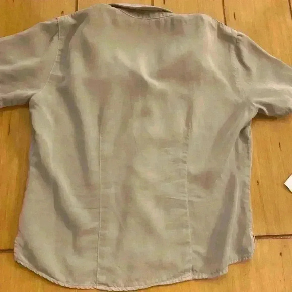 Cut Loose Women's Short Sleeve Button Down Tensel Soft Khake Blouse medium - Picture 8 of 11